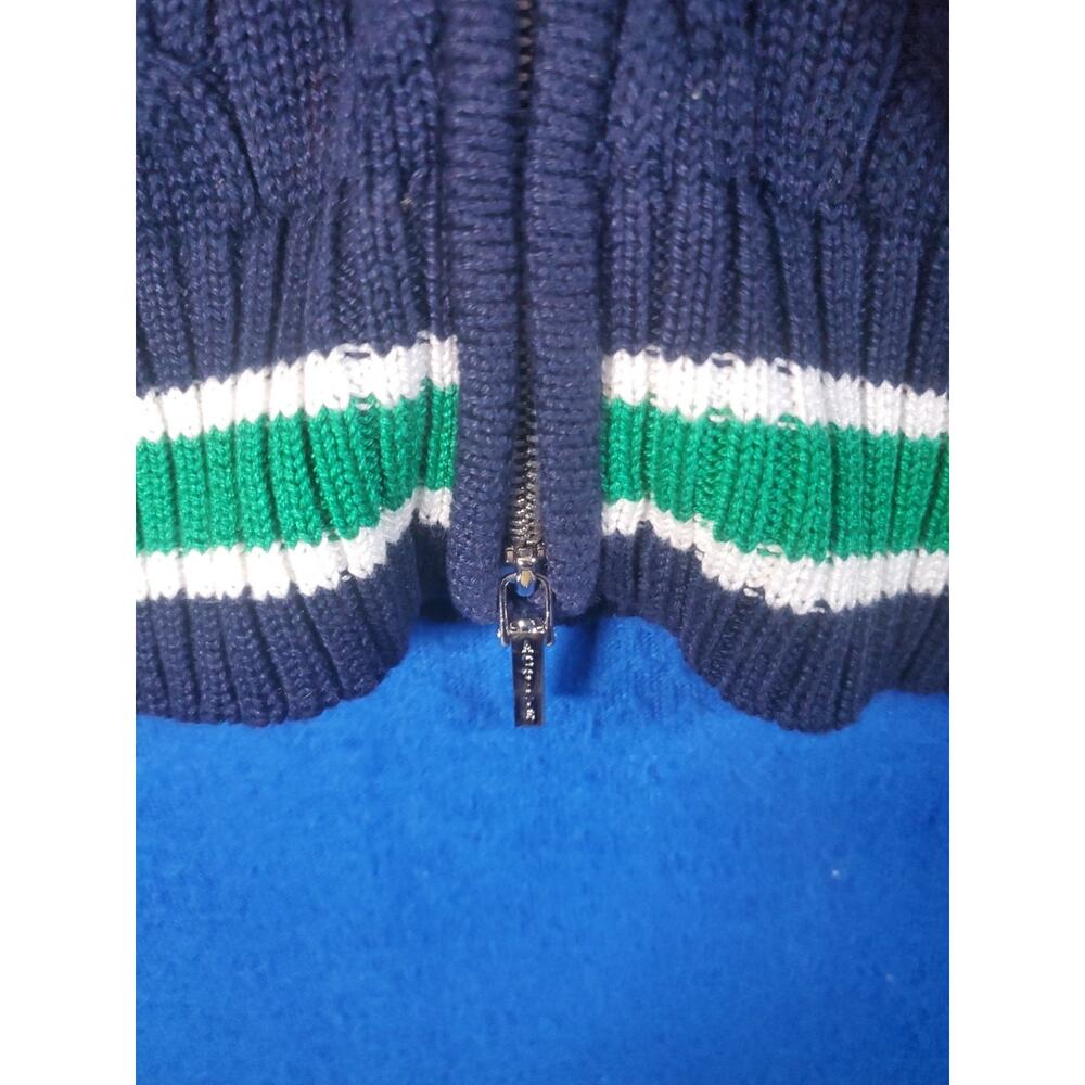 LRL Lauren Active Ralph Lauren Women's L Navy Blue Cable Knit Full Zip Sweater - Picture 12 of 16
